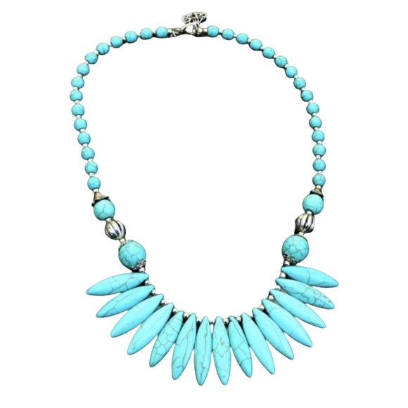 Brae Jewelry - Natural Stone Necklace Vacay Jewelry Blue Malachite Tribal Bohemian Boho Style